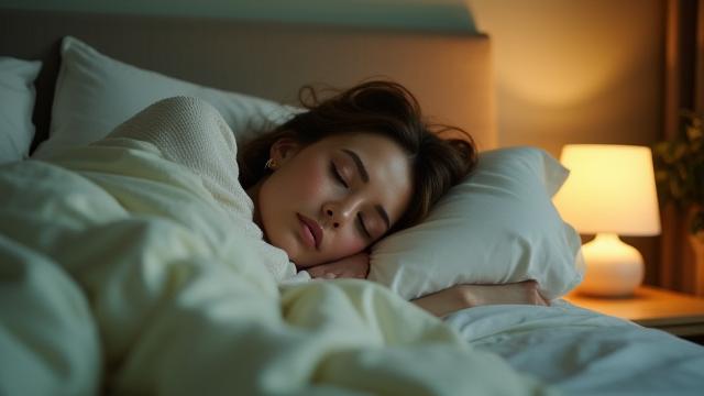 Woman sleeping peacefully in a comfortable bed